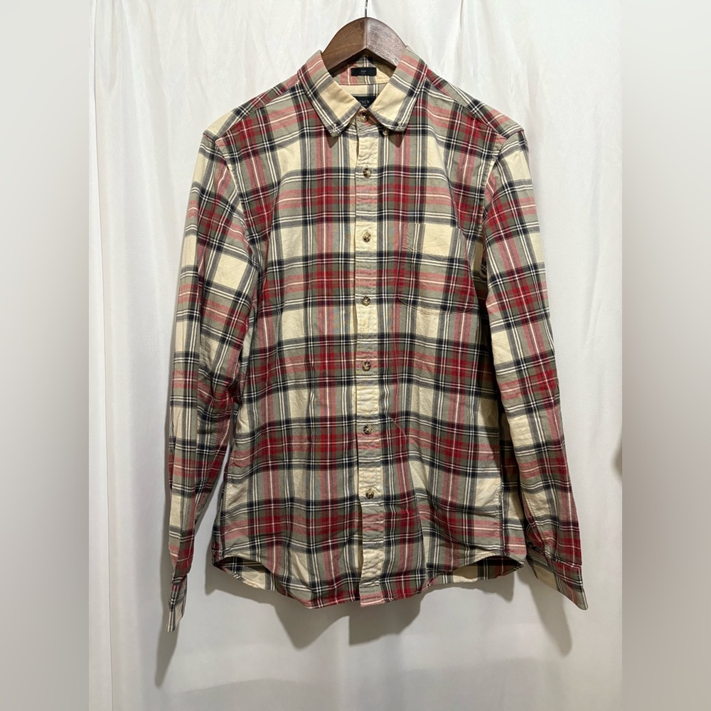 J Crew Oxford Shirt Mens Medium Button Up Long Sleeve Cotton Slim Fit‎ Red